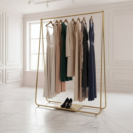 Gold Clothing Retail Shop Commercial Garment Display Rack