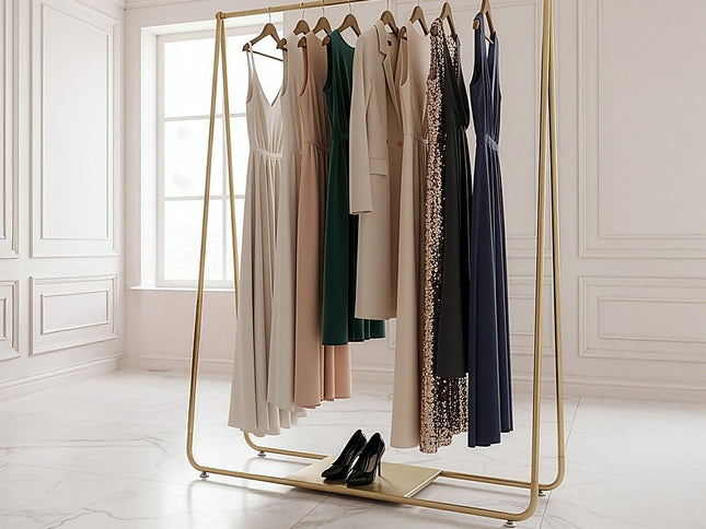 Gold Clothing Retail Shop Commercial Garment Display Rack