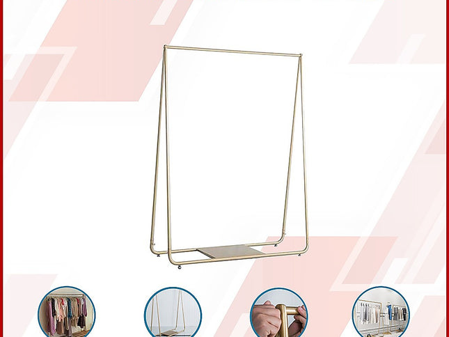 Gold Clothing Retail Shop Commercial Garment Display Rack