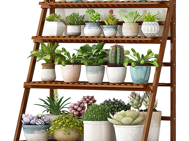 Plant Stand Outdoor Indoor Garden Wood Bamboo Shelf Folding 100CM Length