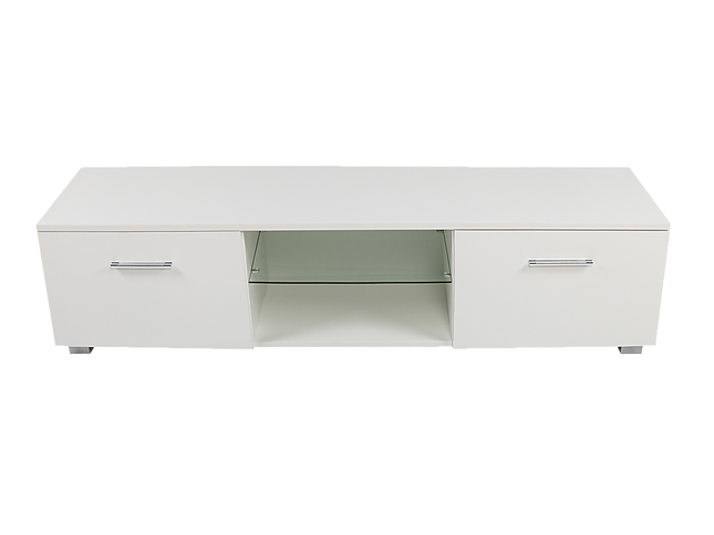 TV Cabinet Entertainment Unit Stand High Gloss Storage Shelf 140cm White