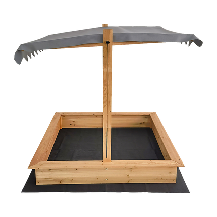 Kids Wooden Toy Sandpit with Adjustable Canopy