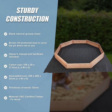 Kids Sand Pit Large Octagonal Wooden Sandpit