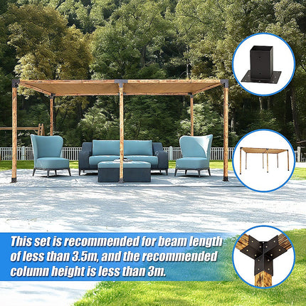 Roof Pergola Gazebo Shed Matte Black Steel Brackets and Coffee Screen DIY Kits