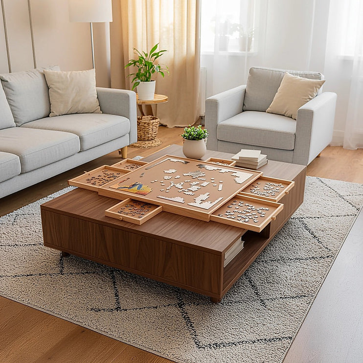 1500 Piece Rotating Wooden Jigsaw Puzzle Table 6 Drawers Board