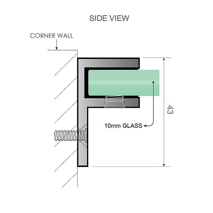 100cm Wall to Wall Frameless Shower Screen with Nickel Brackets and SS Hinges, Square Knob Handle