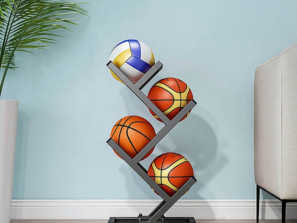 Ball Trolley Rack Display Stand Basketball Football Storage