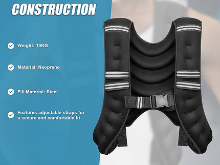 10KG Weighted Vest Top Gym Exercise Fitness Strength Sports Training Weight Loss
