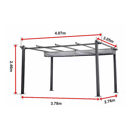 3x4M Aluminium Pergola Marquee with Retractable Roof – Garden Canopy