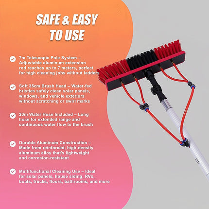 7m Water Fed Pole Cleaning Kit ‚Äì Solar Panel & Window Cleaner System with Brush