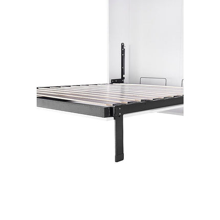 Double Wall Bed in White Gloss – Space Saving Murphy Bed Kit with Black Door Handle