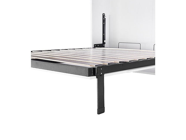 Double Wall Bed in White Gloss – Space Saving Murphy Bed Kit with Black Door Handle