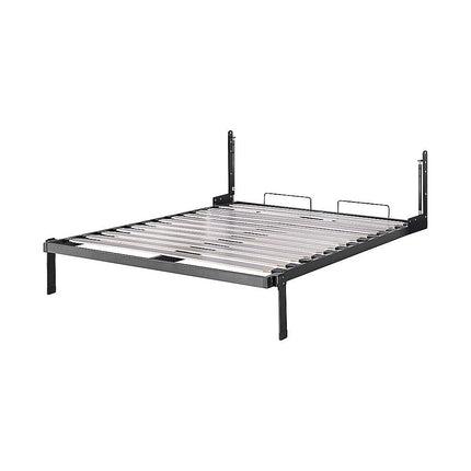 Double Wall Bed in White Gloss – Space Saving Murphy Bed Kit with Black Door Handle