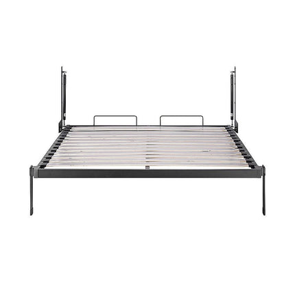 Double Wall Bed in White Gloss – Space Saving Murphy Bed Kit with Black Door Handle