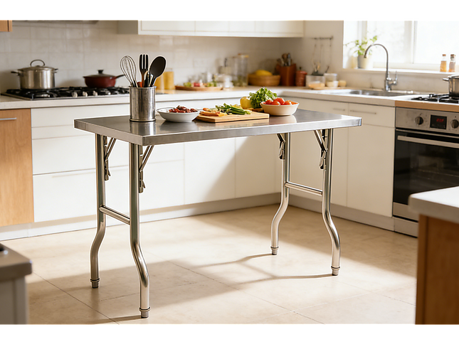 Stainless Steel Kitchen Bench Folding Commercial Prep Work Table 122x61cm