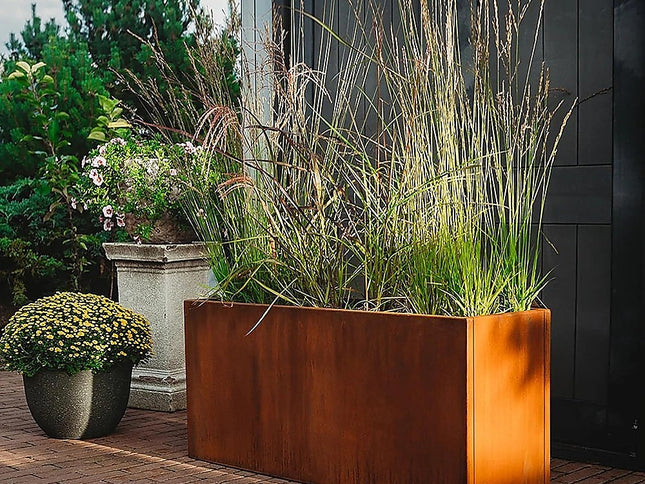 Corten Steel Planter Box 62x40x39cm Outdoor Garden Raised Bed Rust Finish
