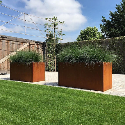 Corten Steel Planter Box 62x40x39cm Outdoor Garden Raised Bed Rust Finish
