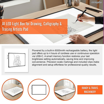 A1 LED Light Box for Drawing, Calligraphy & Tracing Artists Pad
