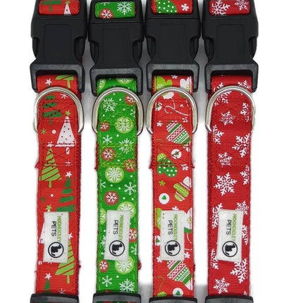 Christmas Dog Collars Adjustable - Moondidley Pets Small Green Snow Flakes