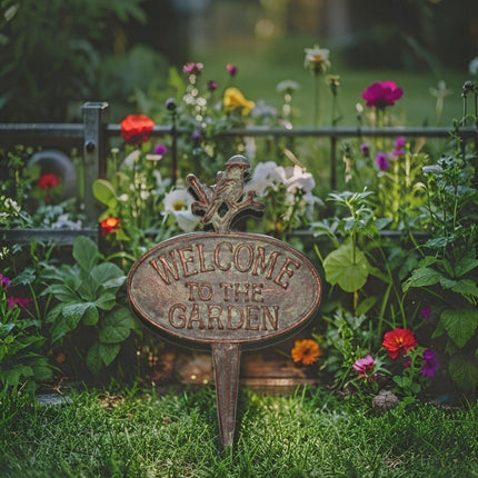 Welcome To The Garden Cast Iron Stake 32cm