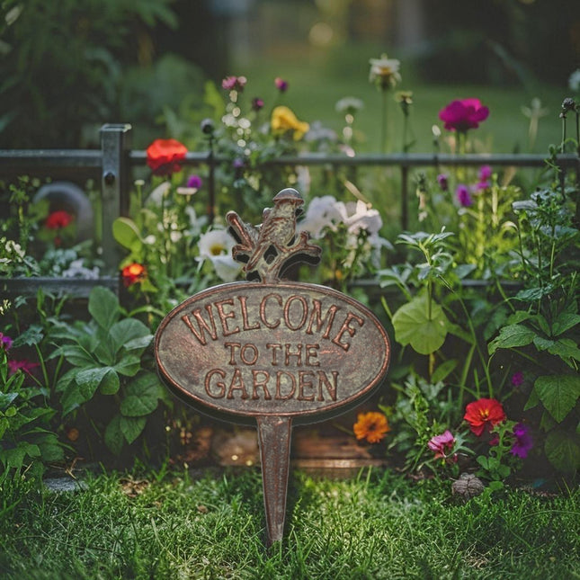 Welcome To The Garden Cast Iron Stake 32cm