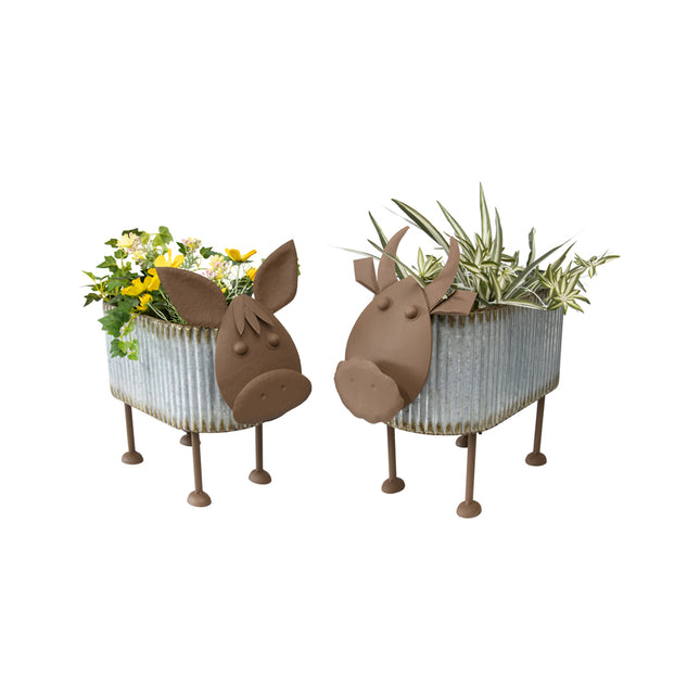Set 2 Nested Cow Planters 45cm, 40cm
