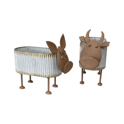 Set 2 Nested Cow Planters 45cm, 40cm