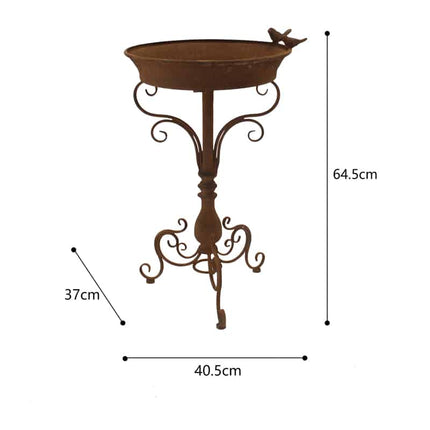 Rust Pressed Metal Birdbath 64cm