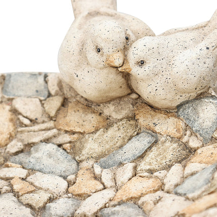 Stony Birdbath On Pillar 45cm