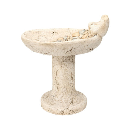 Stony Birdbath On Pillar 45cm