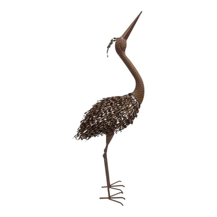 Rust Crane Bird 'Looking Up' Statue 38cm