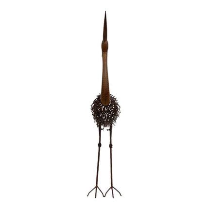 Rust Crane Bird 'Looking Up' Statue 38cm