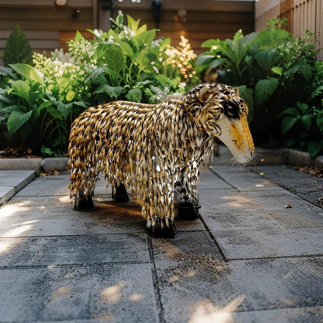 Metal 'White' Sheep Statue 55cm