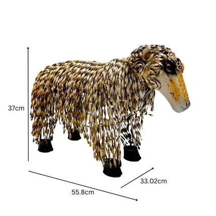 Metal 'White' Sheep Statue 55cm