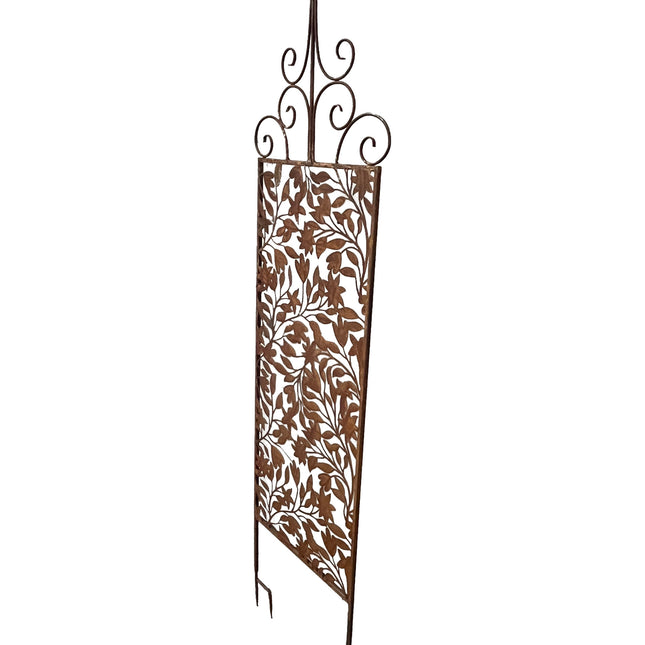 Rust Screen / Wall Art W Fleur De Lis + Removable Stakes 168cm