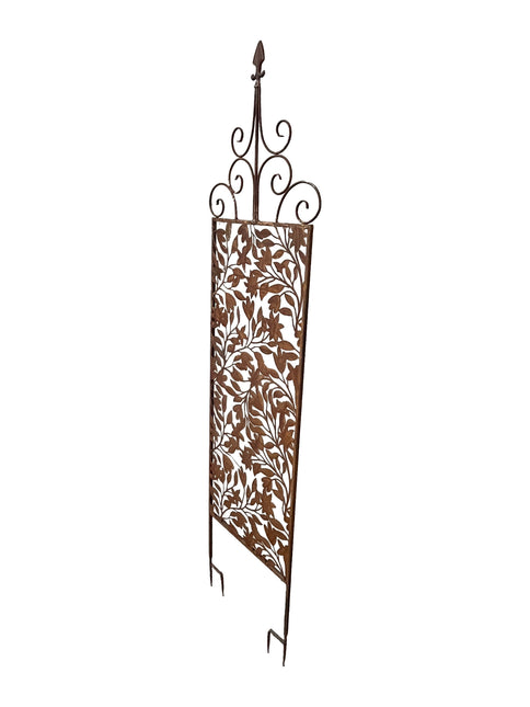 Rust Screen / Wall Art W Fleur De Lis + Removable Stakes 168cm