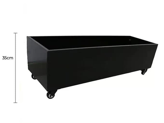 Black Metal Planter Medium + Wheels