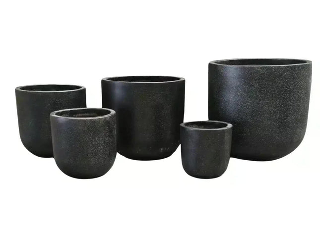 Modern Black Rounded Terrazzo Planters Set of 5 Bulk Savings
