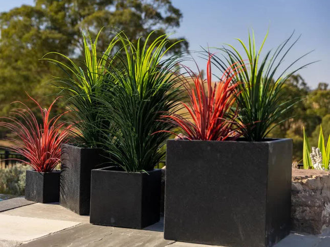 Modern Black Terrazzo Square Planters (Set of 4) Bulk Set Savings