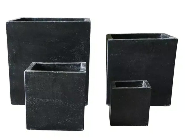 Modern Black Terrazzo Square Planters (Set of 4) Bulk Set Savings