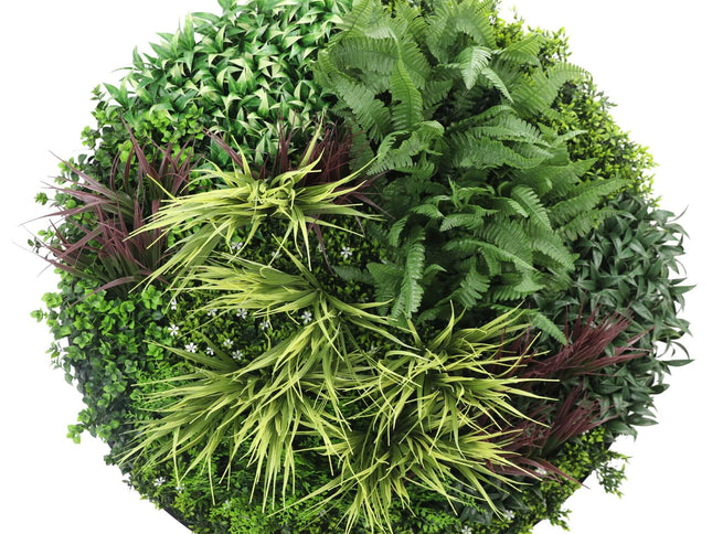 Slimline Artificial Green Wall Disc Art 100cm Grassy Fern UV Resistant (Black)