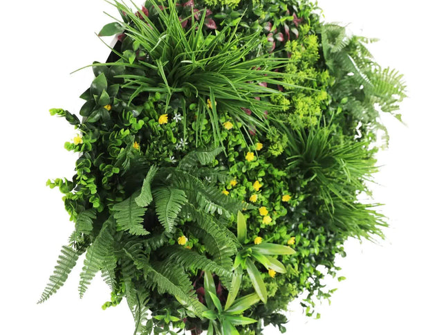 Slimline Artificial Green Wall Disc Art 80cm Country Fern UV Resistant (White)