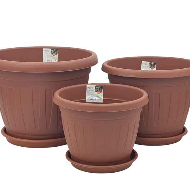 bulk 15 Garden Plastic Pot & Saucer Small Size 28x22cm