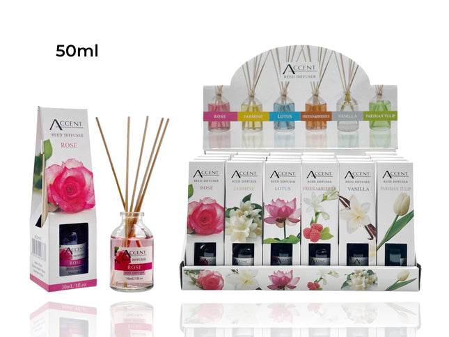 Bulk 48 50ml Mini Reed Diffuser 6 Assort Fragrances In Display Unit