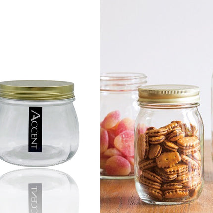 bulk 24 Glass Jar w Screw Lid 470ml Canister 10cm