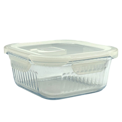 bulk 12 Borosilicate Glass Container W Lid Square 800ml 16x8cm
