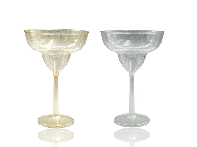 bulk 24 Glitter Plastic Jumbo Margarita Glass 877ml 16x24cm