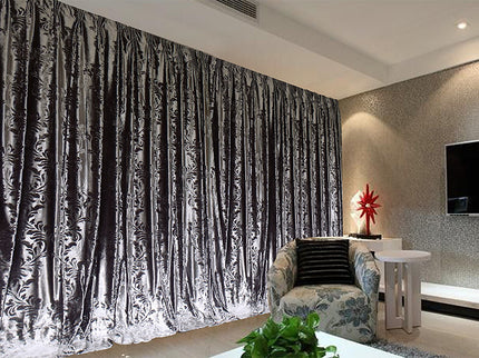 Large Thick Velvet Curtains Stunning Flocking 580x270cm+Hook Pinch Pleat Silver Grey