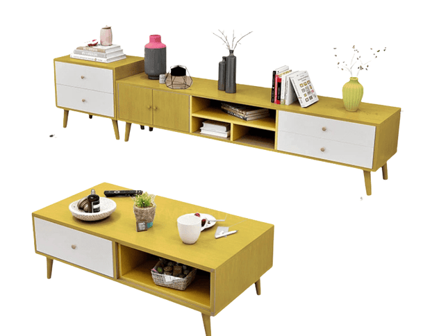 NNECN Modern TV Stand Side table & Coffee Table package for Living Room