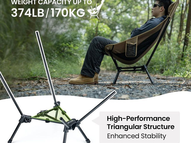 Portable High-Back Camping Chair Khaki